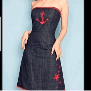 Mode Merr L denim anchor sun dress pinup vlv